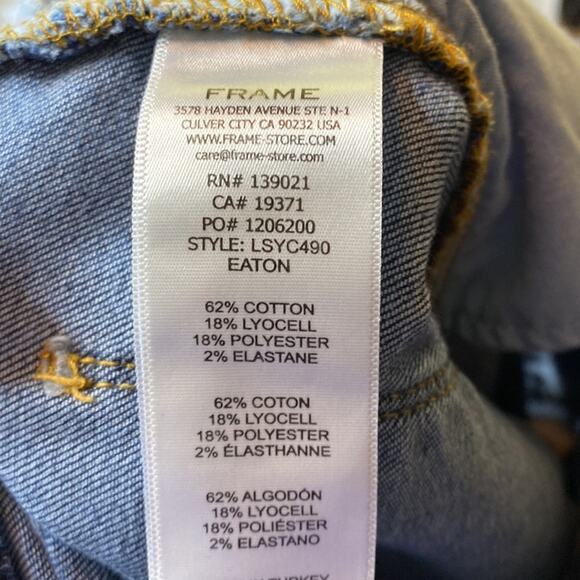 Frame Le Sylvie Crop Straight Leg Jeans Blue Mid-Rise Stretch Denim Size 29 - Picture 9 of 9